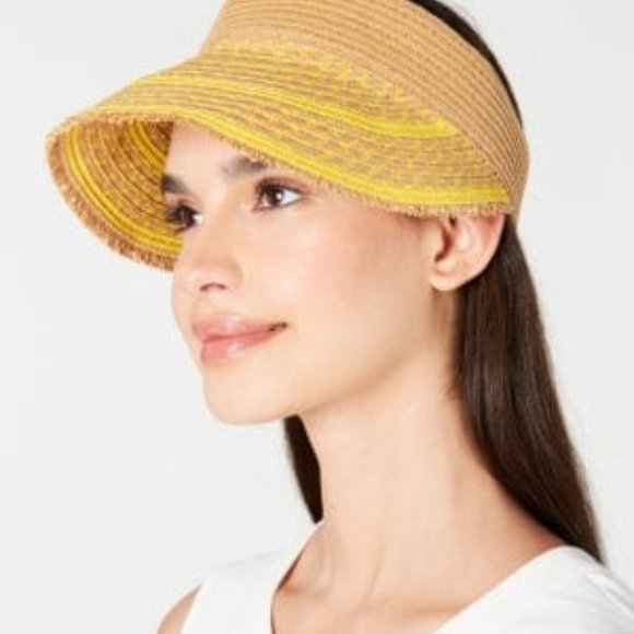 Womens Solid Straw Visor By INC - Picture 3 of 3